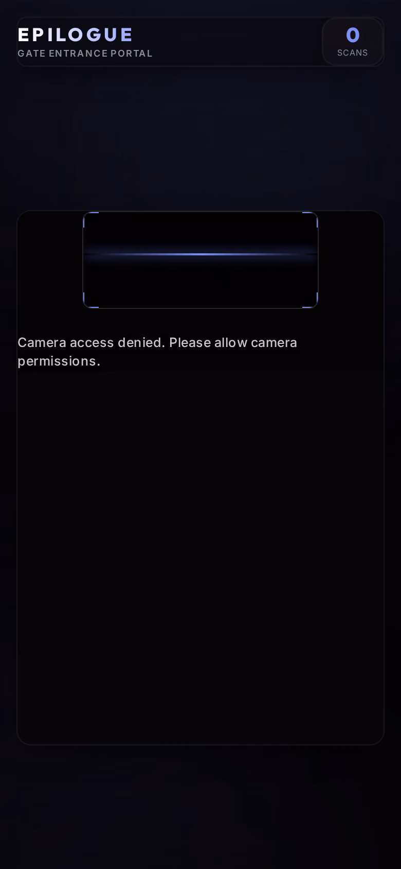 Gate Entrance Portal — mobile QR scanner UI